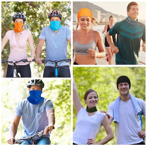 Geyoga 6 Pieces Summer UV Protection Cooling Neck Gaiter Face Clothing Neck Gaiter Mask Scarf Sunscreen Breathable Bandana - color: Multicolor