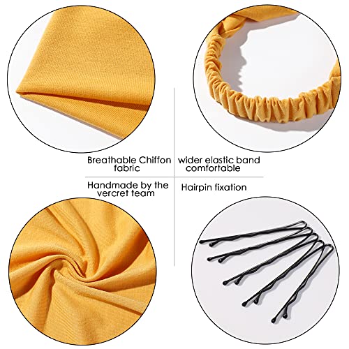 Vercret 6 Pack Hair Scarf Headband for Women Elastic Bandana Head Scarf Large Boho Triangle Kerchief with Clips Non Slip Scarves - color: E Dack Colors