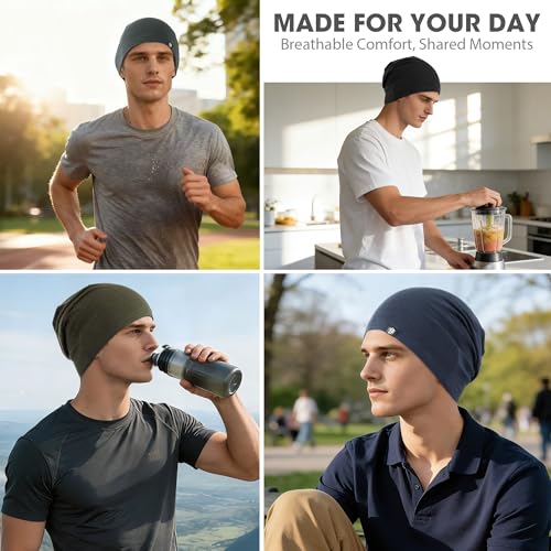 WTACTFUL 3 Pieces Cooling Skull Caps for Men & Women - Soft & Breathable Cycling Cap for Summer - color: Black+gray+brown