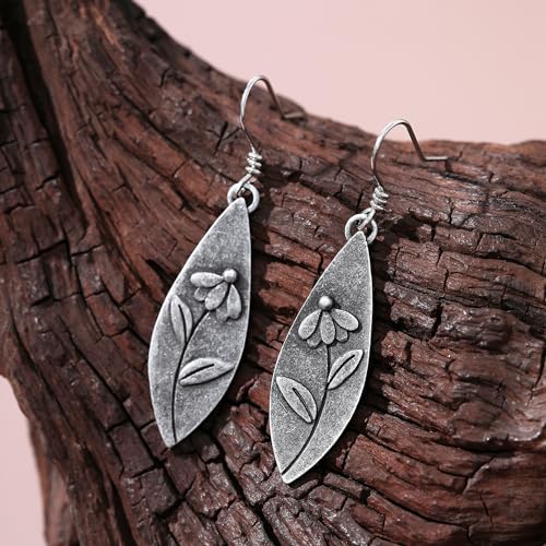 Boho Earrings, Statement Earrings, Teardrop Sunflower Earrings, Dangle Ethnic Earrings for Women, Handmade Bohemian Trendy Boho Vintage Jewelry - style: Flower 02