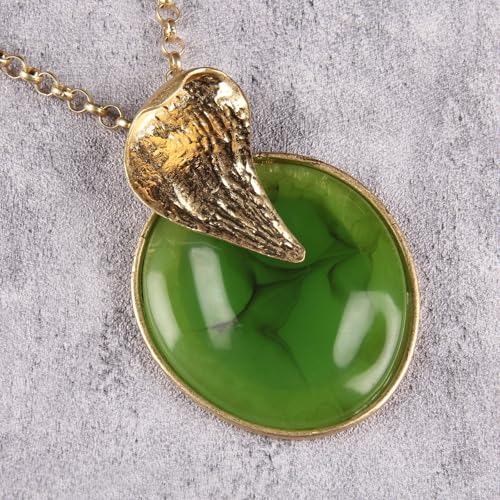 GelConnie Leather Necklace for Women Large Pendant Long Brown Necklace Circle Leather Choker Vintage Sweater Necklace Gold Chunky Boho Necklaces for Women - style: Large Stone Leaves Necklace