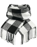 Loritta Womens Scarf Fashion Long Plaid Shawls Wraps Big Grid Winter Warm Lattice Large Scarves Gifts - color: U-black White Gray Lattice