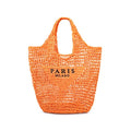 POOOPSSD New Woven Bag, Straw Mesh Tote Bag, Beach, Shoulder Bag, Hobo Women, Foldable Large Capacity, for Holiday. - color: Orange