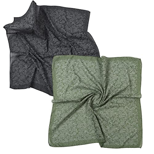 K-Elewon 27.5” Women Medium Square Scarf Head Scarf- 2PCS Neck Scarf Hair Scarf Head Sleeping Wraps Scarfs for Women H07 - color: Se03(2pcs)