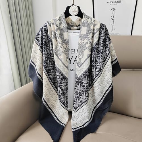 K-Elewon Large Square Scarf 51" Cotton and Linen Hand feel Scarf Fashion Scarves Hair Wrapping Scarfs Neck Scarves for Women - color: H2307