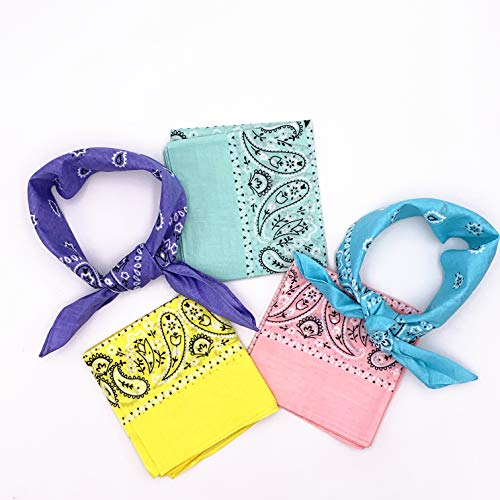 Vamqor 12pcs Bandana for women and men 100% Cotton Custom Fashion Paisley Design Multifunctional Outdoor Square Handkerchief - color: 24 Pack Assorted