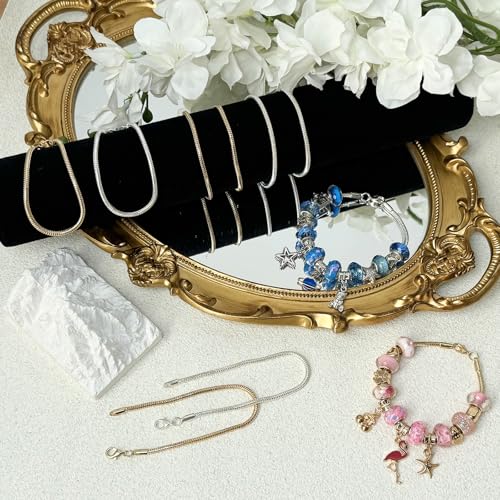 Exway 10 Pcs Snake Charm Bracelet Chain 6.5 Inch Gold Charm Bracelet Kit Snake Chain Bracelets Chain for Christmas DIY Women Jewelry Making Gifts - color: gold style A, size: 6.5in