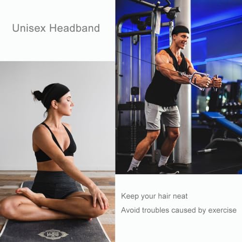 YONUF Fashion Headbands For Women Wide Headband Yoga Workout Head Bands Hair Accessories Black Band 6 Pack - color: Black