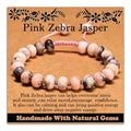 468Handmade Adjustable Natural Gemstone Crystal Bracelet Healing Power Energy Inspirational Gifts with Card for Unisex - color: 07-Pink Zebra Jasper(Relax mood), size: 5x8mm