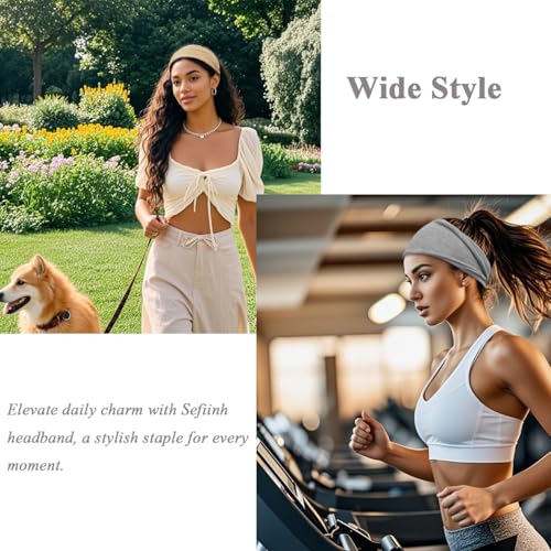 Sefiinh Headbands For Women Headband Elastic Soft Head Bands For Women's Hair Accessories Womens Fashion Yoga Workout Running Fabric Hair Band 6 Pcs - color: Brown Set
