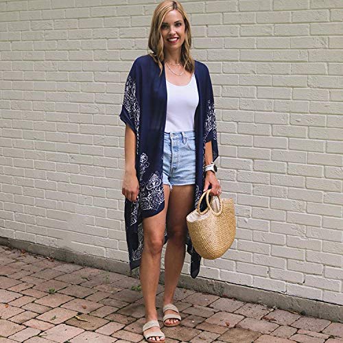 Breezy Lane Kimonos for Women Swimsuit Coverups Beach Cover Up Swimwear Cardigan Summer - color: A Indigo Print
