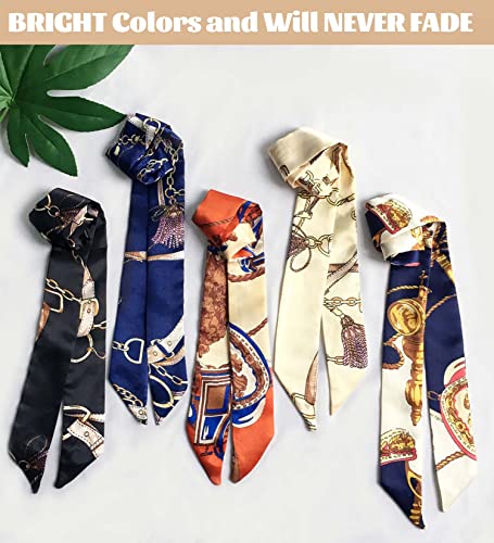 kcctoo 2/6/10Pack Scarf Bags for Women Handbag Scarfs Band Hair Neck Scarves Fashion Gifts - color: 6pcs - Bright Black