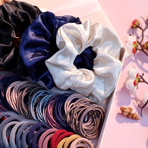 Multiple Styles Hair Accessories Set For Women Elastic Ponytail Holders Rubber Band For Thick Hair & Thin Hair Fashion Hair Scrunchies (1149PCS（Dark color）)
