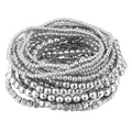 ÌF ME 16 PCS Gold Bead Bracelet for Women, Gold Beaded Stretch Plated Stackable Strand Bead Ball Bracelets stack Adjustable Jewelry Set for Gifts - color: 16 PCS Silver