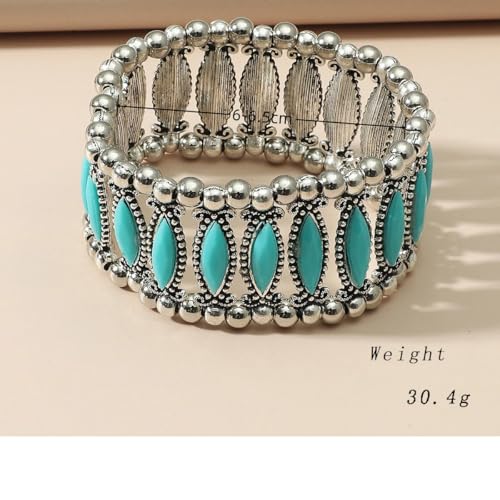 Western Bracelets for Women Vintage Chunky Turquoise Cuff Bracelet Turquoise Country Bracelets Adjustable Boho Cuff Bracelet Western Country Costume Jewelry Accessories - style: Style12