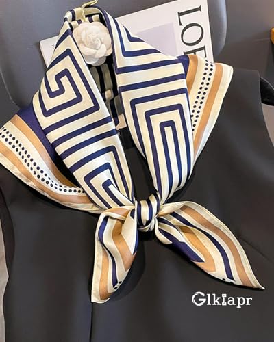 Satin Bandana Headscarf for Women Silky Hair Scarves for Fashion Lightweight - color: 20-blue-gray Striped Pattern