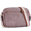 BOSTANTEN Quilted Crossbody Bags for Women Vegan Leather Purses Shoulder Handbags with Wide Strap - color: Purple