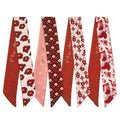 QIUTIMIY 4 Pack Purse Scarf Handbags Skinny Twill Hair Scarves Narrow Neck Scarf Band Women Fashion Accessories Bag Charms - color: Style 2-6