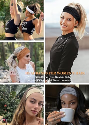 AKTVSHOW Headbands for Women Non-Slip Head Band for Women’s Hair Wide Thick Sweat Hair Bands, Trendy Hair Accessories for Women's Yoga, Workout, and Fashion - color: brown