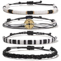 FANCY SHINY Boho Nautical Compass String Bracelets Beaded Clay Beads Bracelet Stackable Friendship Bracelets Summer Beach Outfits for Women Girls - color: Black