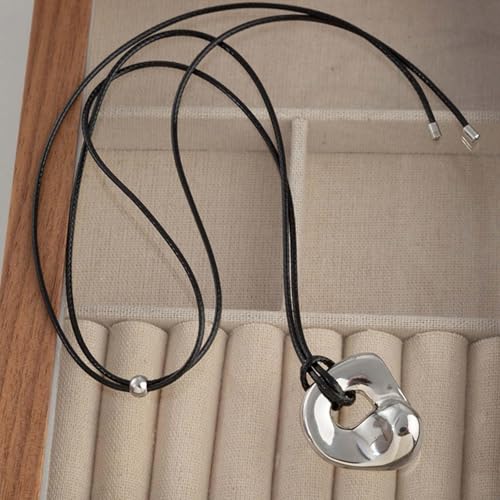 Frodete Statement Necklace for Women Chunky Gold Necklaces Long Pendant Necklace Boho Necklaces Gold Pendant Jewelry Cowboy Chic Style Cowgirl Outfit - color: Z6:Silver Pendant Necklace