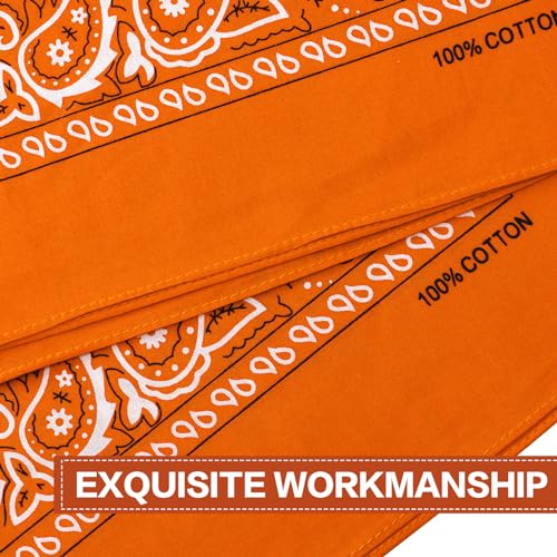 Raylarnia Bandana Multi-Purpose 100% Cotton Headbands for Women, 22 inch Paisley Cowboy Bandanas for Men - color: Gold