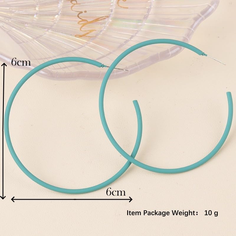 6cm Colorful Hoop Earrings - Lightweight Hypoallergenic Gift - color: Green
