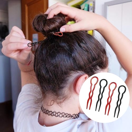 48 Pcs Hair Pins for Women U Shaped Bobby Pins Spiral Plastic Hair Twist Tool Hairstyle Accessories, Black an Brown