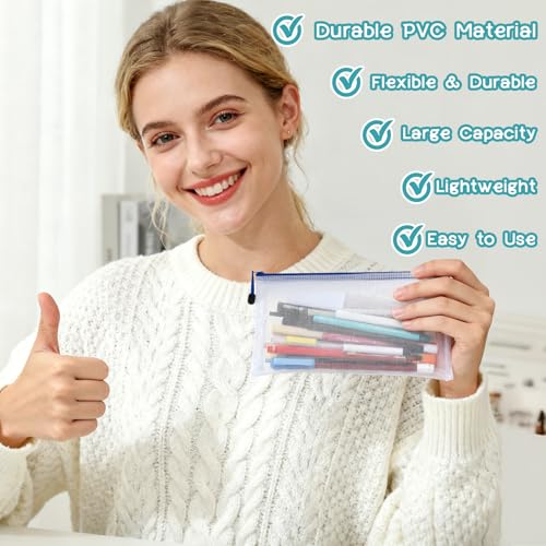 Mesh Zipper Pouch Bags - 5Pack A6 Waterproof Small Zipper Bags 4.7x9.3 Inch Clear Mesh Storage Pouches Assorted Colors for Home, Office, Travel, Receipts, Puzzles, Cosmetic - size: 4.7 x 9.3 Inch