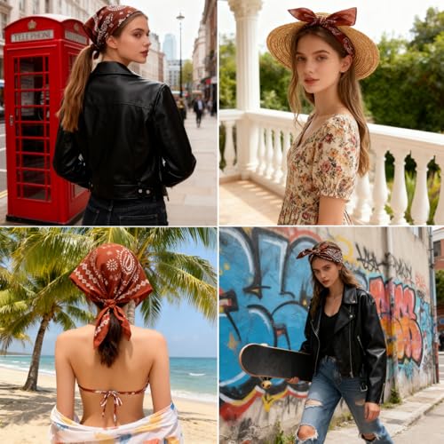 K-Elewon Women Medium Square Scarf Head Scarf Neck Scarf Hair Scarf Head Sleeping Wraps Bandana Scarfs for Women - color: V07