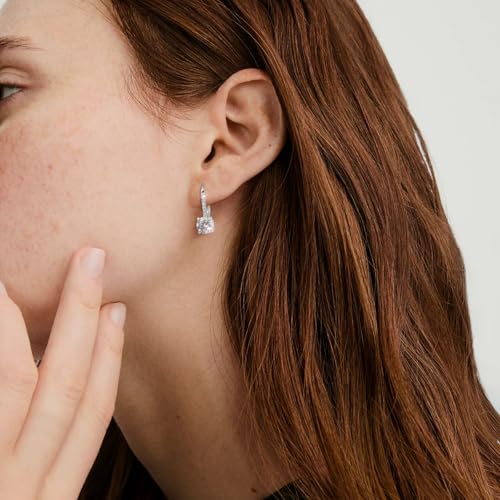 KRKC Moissanite Earrings, 1.0ct-2.0ct D Color Lab Created Diamond Earring, 14k White Gold Plated Sterling Silver Dangle Earrings S925 Leverback Drop Earring for Women Hypoallergenic Jewelry for Gifts - color: Round-Silver-6.5mm-Gift for Mom