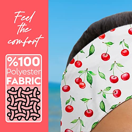 dscarf Womens Neck Scarf 21"x21" Small Square | Headband Scarf Ethnic Bandana Head Scarf Flowering Breathable Lightweight - color: Cherry Design 1