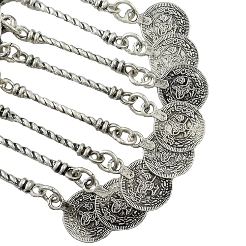 Bethynas Bohemian Ethnic Tribal Chunky Necklace Multilayer Long Tassel Turquoise Statement Neck Chain Retro Coin Gemstone Exaggerated Costume Accessories for Women - color: E-Black