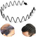 bodbop XINGZHE Metal Hair Band Men Headband Women's Fashion Hair Bands Elastic Stylish Sports Hairband Head Hoop with Non Slip Wavy Teeth, Black