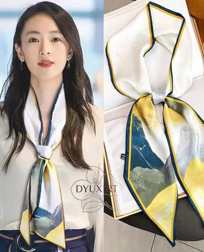 Head Scarf Purse Handle Neck Satin Hair Scarfs For Bag Lightweight Silky Long Thin Women's Fashion Scarves 59 * 5.9” - color: H17-underwater World(59*5.9inch)
