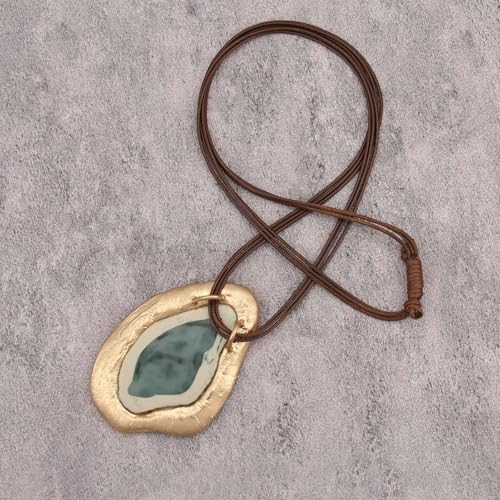 JAOYU Boho Necklace for Women Large Pendant Necklace Boho Long Choker Leather Gold Necklace Vintage Earthy Jewelry Trendy - style: Boho Choker Necklace