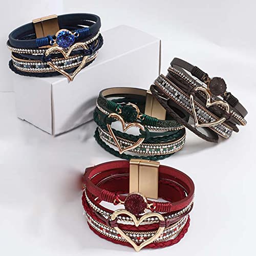 Long tiantian Boho Leather Wrap Bracelets Gifts Trendy Stuff Layered Bangles Bracelets for Women Modern Stackable Infinity Bracelets Bohemian Jewelry Gifts for Women Birthday Gifts - color: B3:Bracelets for Women Trendy(blue)