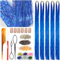 Celinebella Sapphire Blue Hair Tinsel, 48" 1250 Strands Royal Shimmer | Elegant cool sapphire royal blue, premium shimmer, heat resistant, great for 4th of July concerts daily trendy styling - color: 07-Royal Blue, size: 48 Inch Pack of 5Pcs