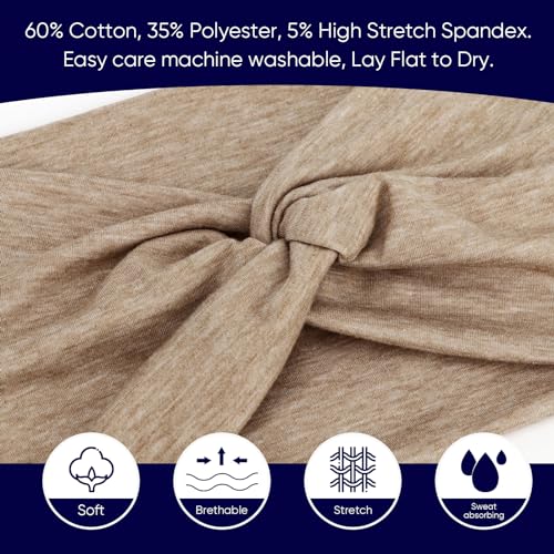 AQOKKA Extra Wide Headbands for Women Large Turban Headband Non Slip Boho Elastic Hairband Hair Twisted Knot Head Bands Accessories - color: 4 Pcs E: Beige, Black, Coffee, Grey