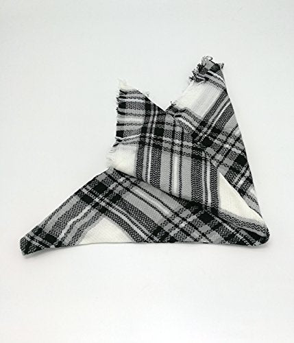 Wander Agio Womens Warm Long Shawl Winter Wraps Large Scarves Knit Cashmere Feel Plaid Triangle Scarf - color: Raw White Grey Colour 5