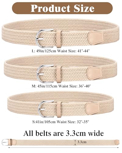 SATINIOR 4 Pack Stretch Belt Women Men Woven Braided Waist Band for Women Dress Tights Golf Casual Pants Shirts Jeans - color: Retro Color, size: M: Fit Waist 36-40 Inches
