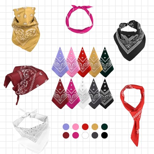 NACHLYNN 10/20pcs Paisley Bandanas Assorted Bandanas Cowboy Polyester Headbands Square Scarf Headwear - color: Multicolor