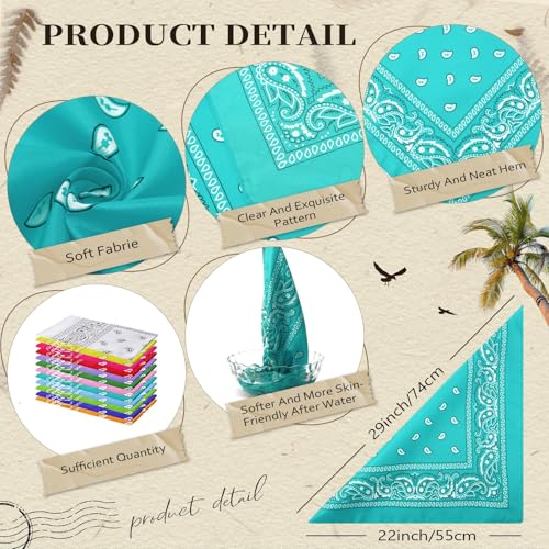 Suhine 24 Pcs Bandanas Bulk for Women Men 22 x 22 Inch Paisley Outdoor Headband Cowboy Handkerchief Summer - color: 12 Colors B