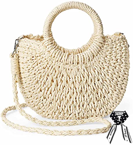Dailyacc Straw Shoulder Bag For Women Woven Purse Beach Envelope Clutch Straws Wallet | Straw - color: Tote Bag - Beign