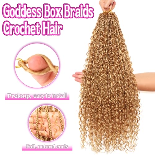 Goddess Boho Box Braids Crochet Hair-8 Packs 24 Inch Crochet Box Braids for Black Women Pre Looped (#27, 24 Inch (Pack of 8)) - color: #27, size: 24 Inch (Pack of 8)