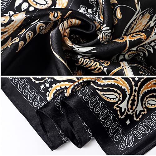 STARWHISPER 100% Pure Mulberry Silk Square Scarf-27''x27 Lightweight Hair Scarves Headscarf Night Sleeping with Gift Packed - color: Paisley Bird