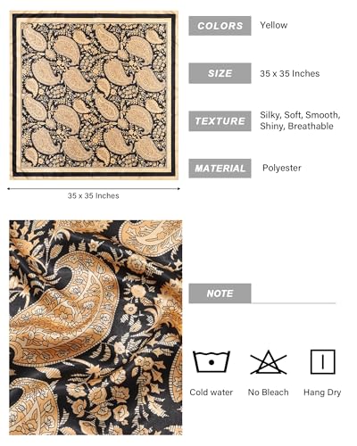 AWAYTR 35” Satin Head Scarf for Women Like Silk Scarf for Hair Scarf Satin Hair Bandana Women Headscarf Hair Wrap Scarf Neck - color: Light Camel