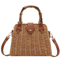 Cross Body Handbags for Women Straw Woven Beach Bag 2026 Summer Handmade Purses Wicker Rattan Bag Holiday - color: Khaki