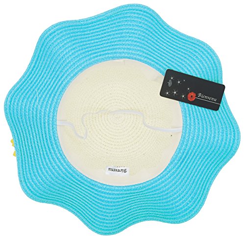 Bienvenu Kids Multi-Colors Large Brim Flower Beach Sun Hats - color: Blue