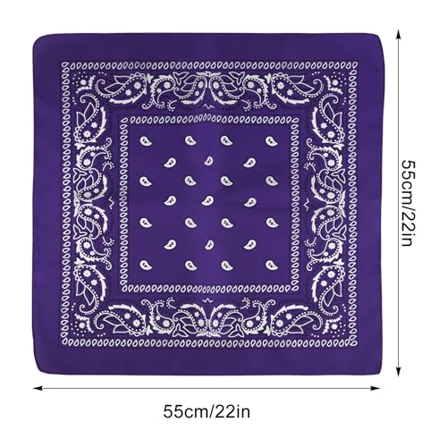 NACHLYNN 10/20pcs Paisley Bandanas Assorted Bandanas Cowboy Polyester Headbands Square Scarf Headwear - color: Purple